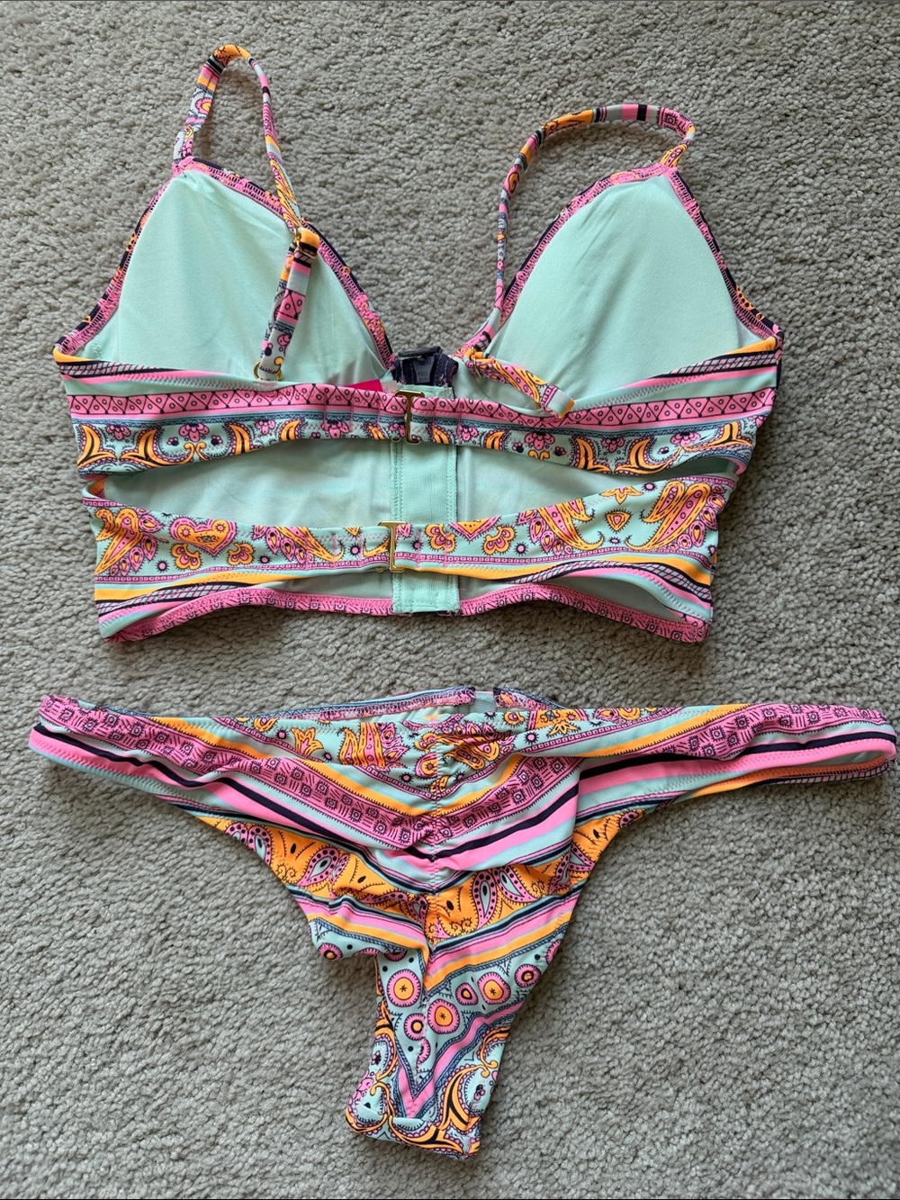 Victoria's Secret Pink Purple Paisley Zip-Front Bikini Set - Picture 2 of 14